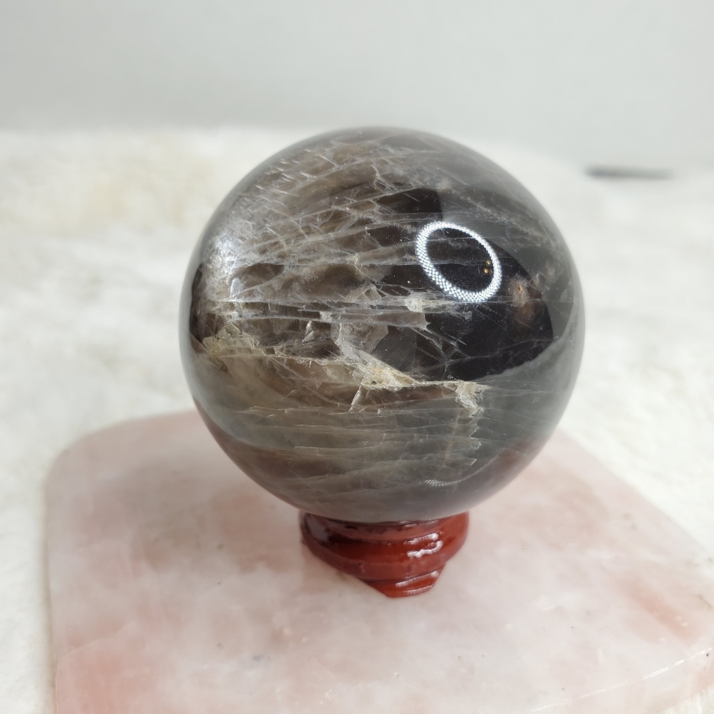 Flashy Black Moonstone Sphere - Picture 2 of 13
